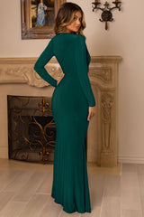 Unforgotten | Bottle Green Wrap Front Maxi Dress With Side Split