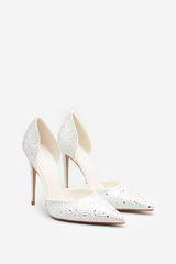 Catcher | Ivory Diamante Pointed Court Heels