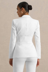 Unbeaten | White Fitted Corset Blazer Jacket